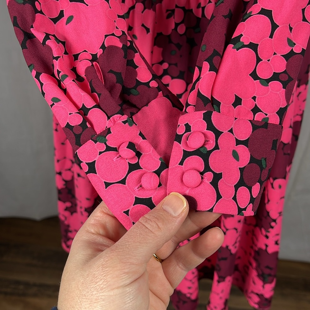 Kate Spade New York Bubble Dot Smocked Dress in Rhubarb Jam. - Picture 11 of 16